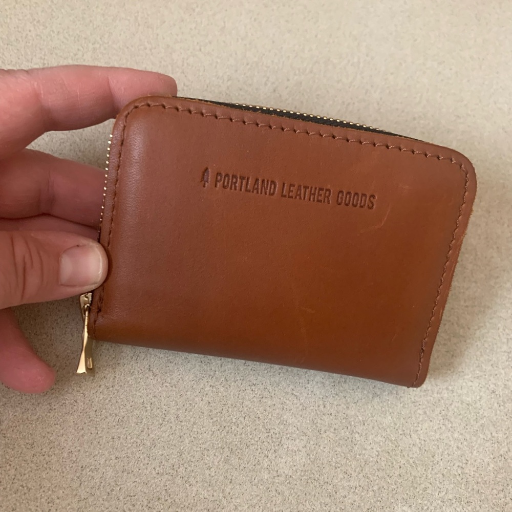 Portland Leather Small Zip Wallet (Honey)  *small defect*  (see description)